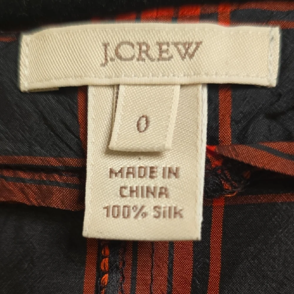 J. Crew Red and Black Silk Plaid Blouse